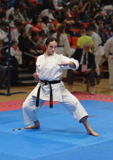 Oxford City student perfoming kata at a championship